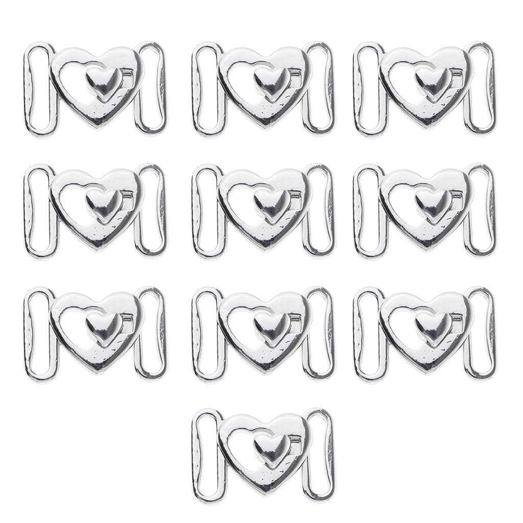 10 Sets Love Heart Metal Hook and Eye Fastener for Bra/Dress/Corset Sew On Hidden Button