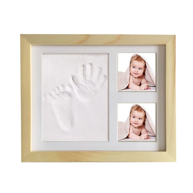 infantil handprint pegada moldura de madeira foto ornamentos presentes do bebê
