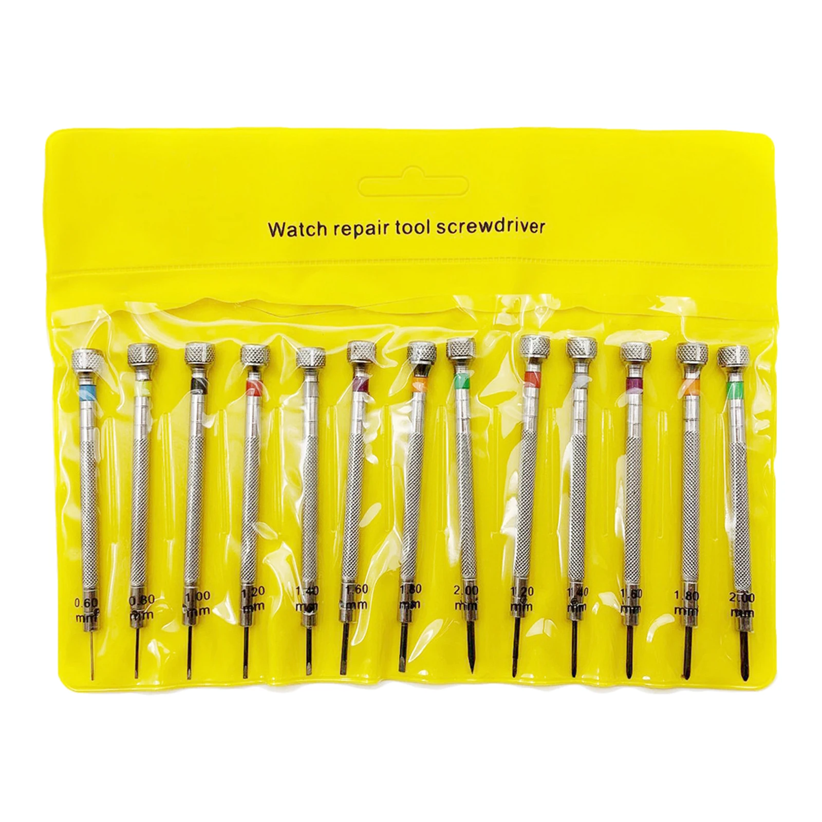 13-pack Jewelry Watch Repair Screwdriver Kit 0.6-2.0mm, Standard Flat Blade and Cross Head