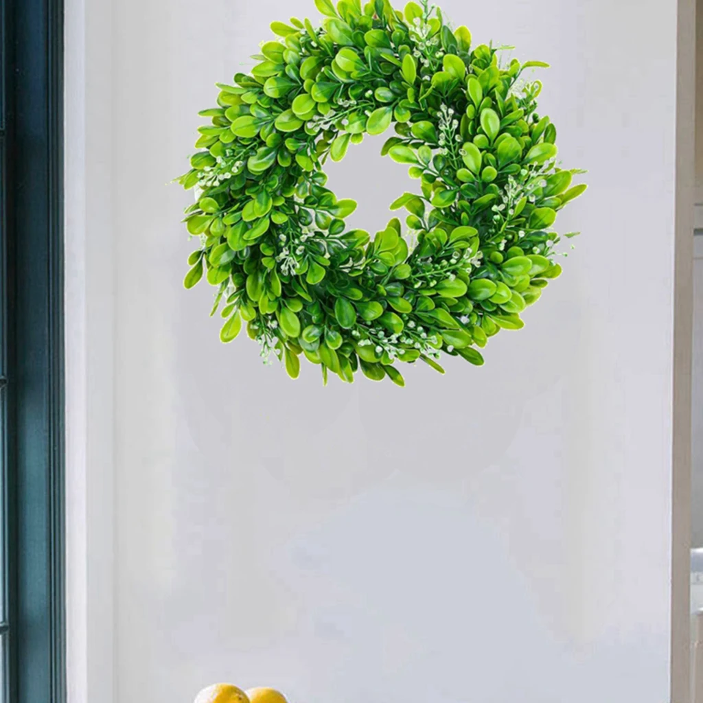 Artificial Boxwood Wreath Front Door Green Leaves ing Wall Home Decor