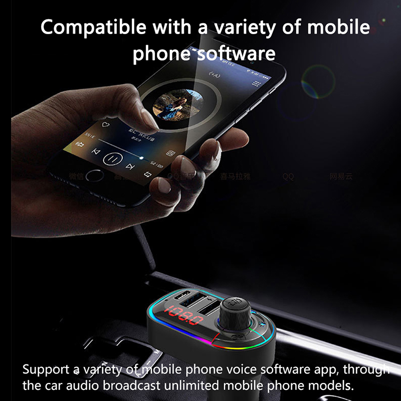 Handsfree do Jogo do Carro do Transmissor de Bluetooth fm com Luz Usb para o Telefone do Carro Jogador Colorida Carregador Duplo 5.0 pd 5 Cheap Carregadores de celular