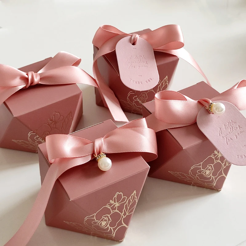150PCS Chocolate Bag Paper Floral Wedding Sugar Decoration Gift Box For Guest 