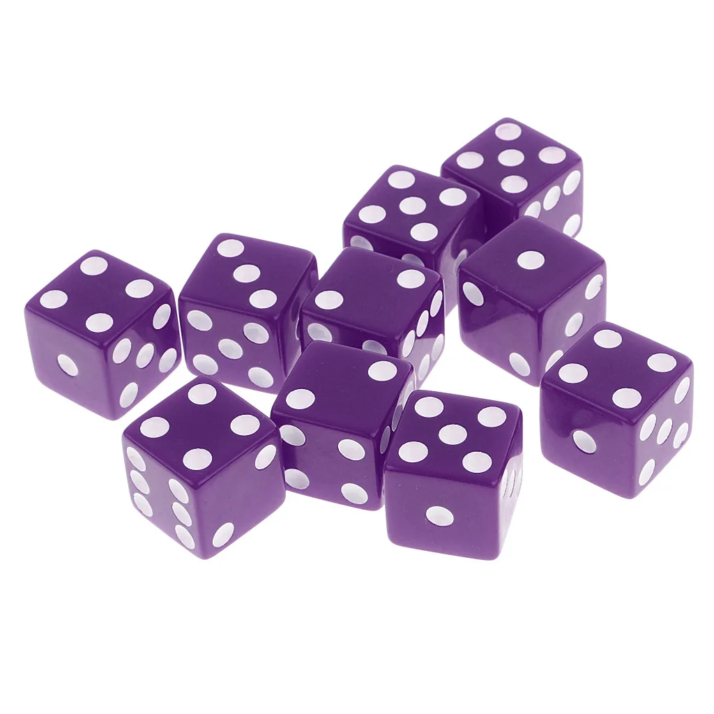10pcs Digital D6 Dice Playing Games Set for D&D RPG Party Table Games 16mm