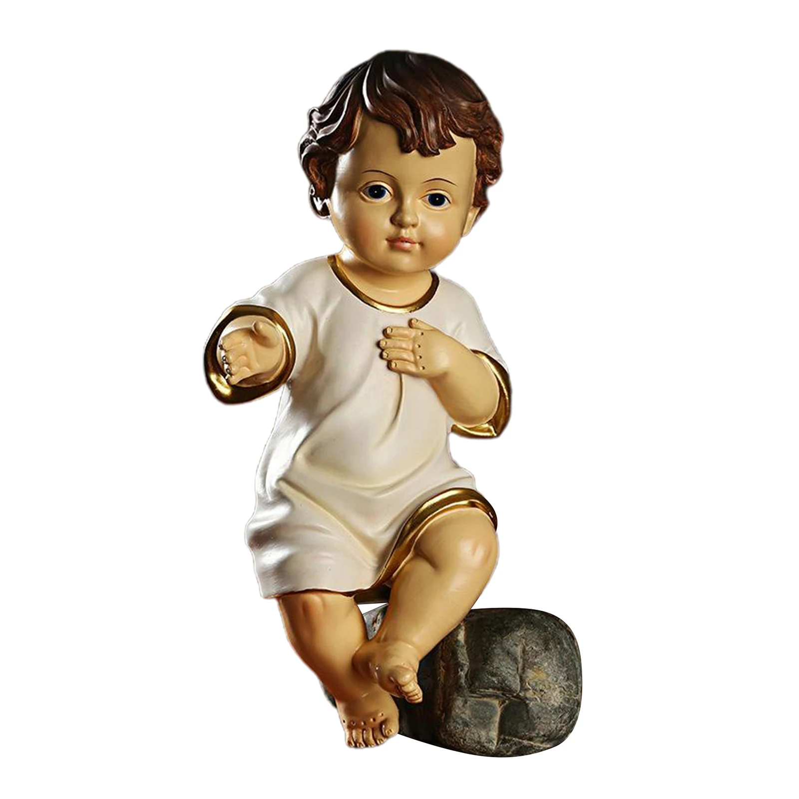 European Baby Statue Jesus Doll Statue Figurine Indoor Outdoor Home Little Boy Sculpture Statuette Collection Memorial Statue