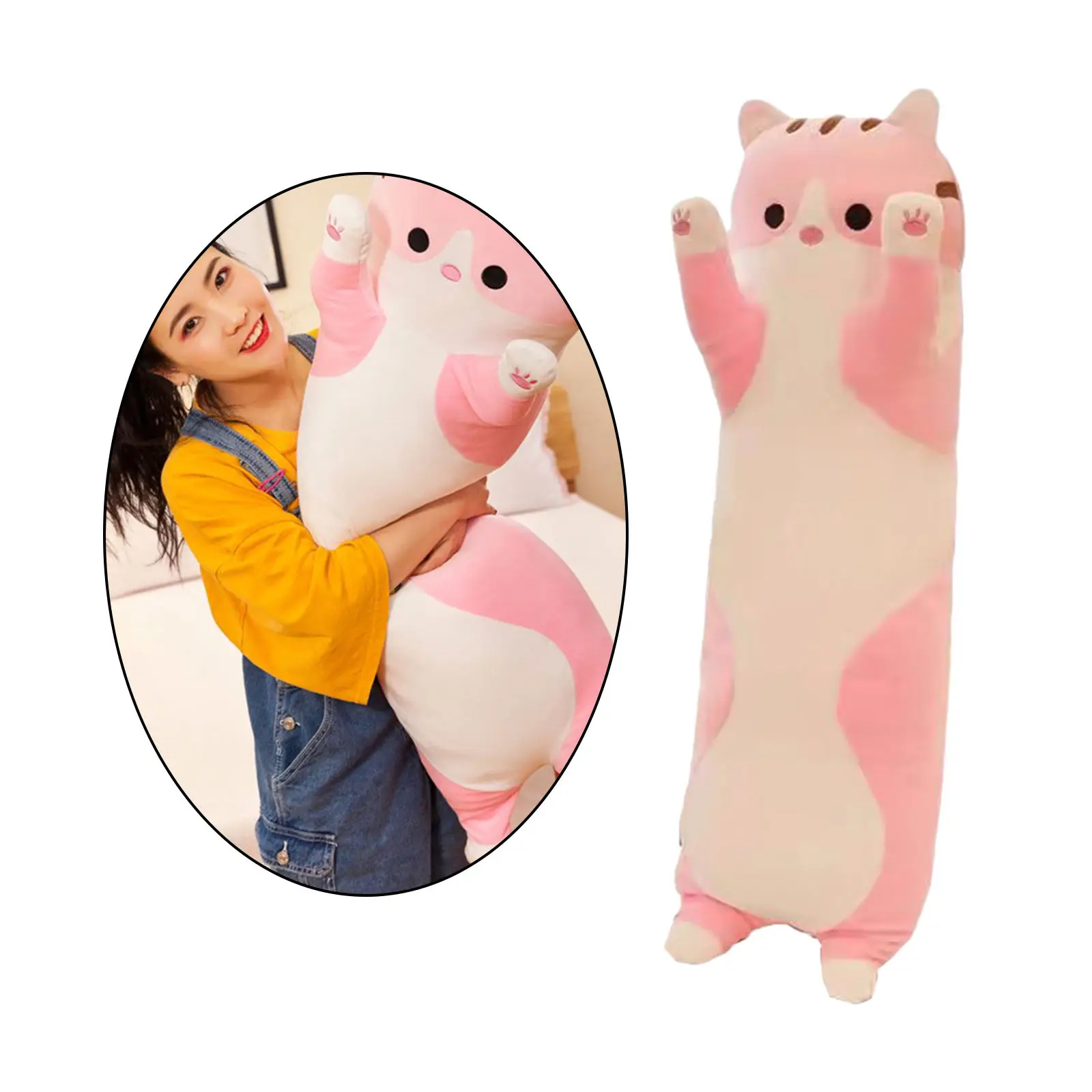 Lovely Cat Pillow Plush Toy Comfortable Chubby Down Cotton Huggable Cotton Skin-Friendly Soft Plush Cat Toys for Girls Office