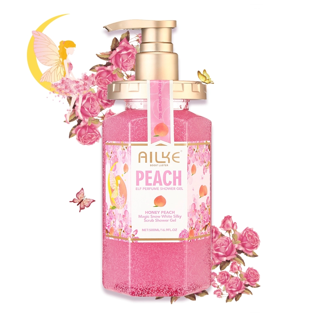 Best of AILKE Peach Shower Gel Women Body Wash Care Best Moisturizing Exfoliating Brightening Scrub Fragrant Shampoo Bath Foam Female Reviews & Tips