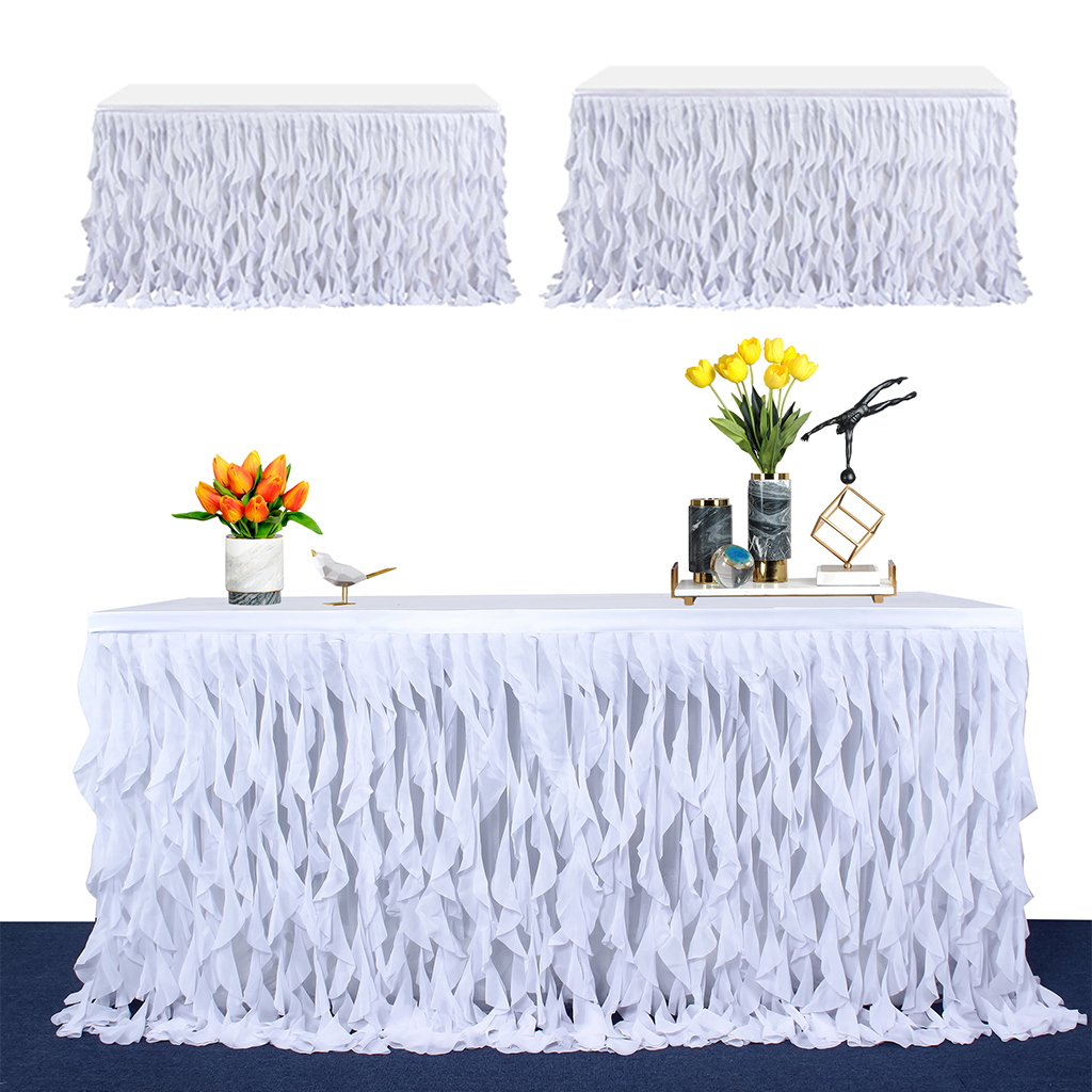 Handmade White Tutu Table Skirt Tableware Cover for Wedding Baby Shower Birthday Party Decor Home Kitchen Ornament