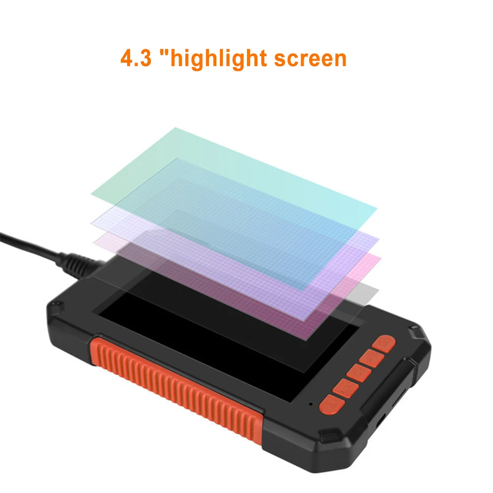 Smart Snake Lens Quanwang Household Cleaning Repairing Accessory Tool 1080P HD 4.3 Inch Screen with 8 LED Lights TF Card Port