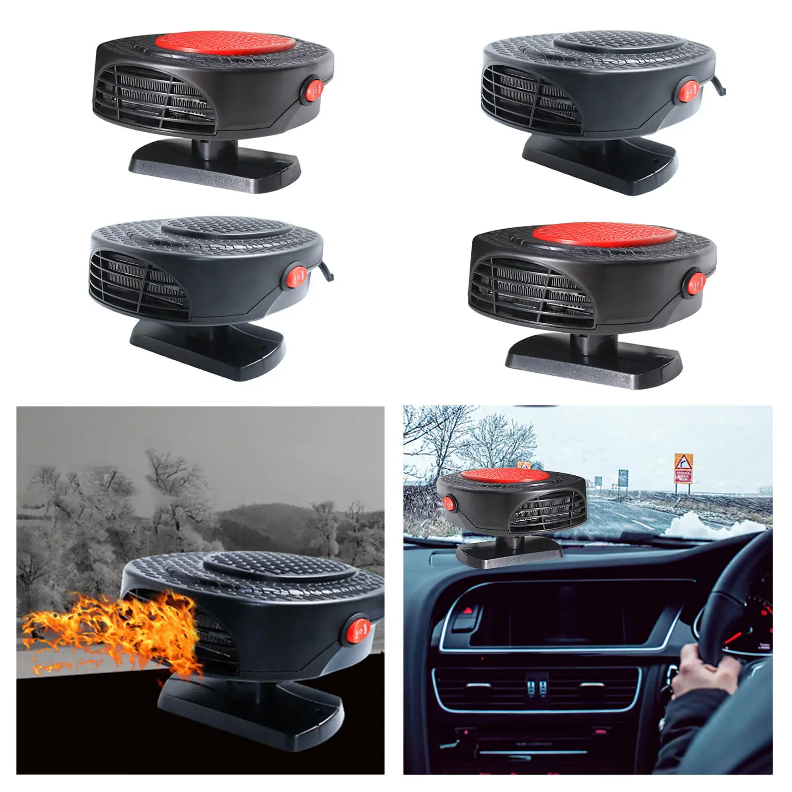 Portable Car Heater 150W Auto Windshield 2 in 1 Heating Cooling Demister Defogger for Car RV SUV 2 Gear 360 Rotation