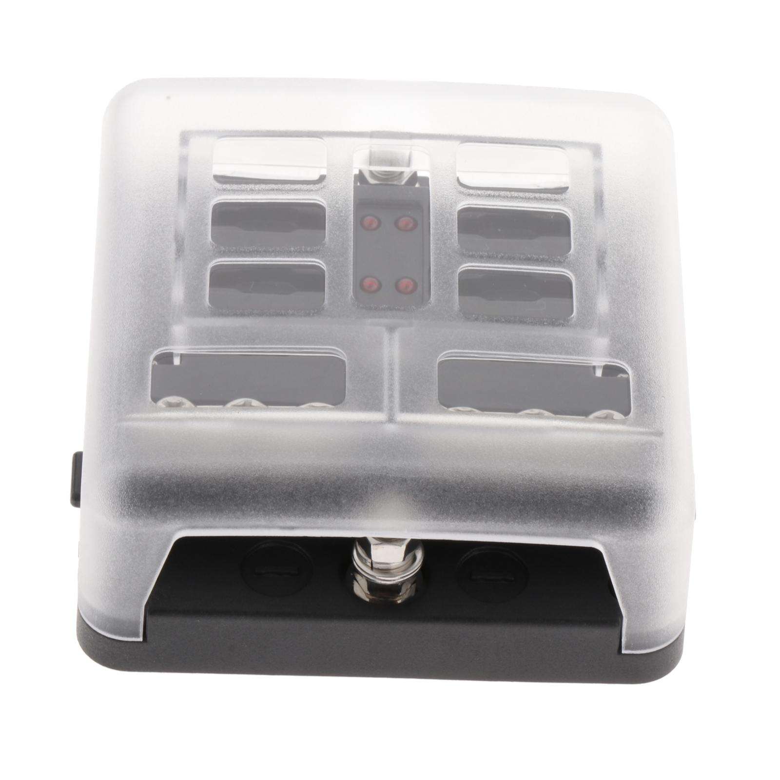 Cars LED Fuse Box PBT with Protection Cover 6 Way with LED Indicator Blade Fuse Block for RV Van Automotive Boats Marines