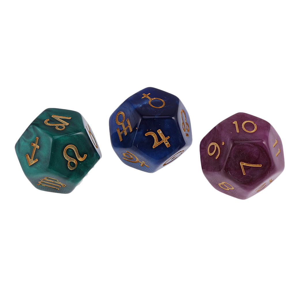 3pcs D12 Astrology Dice12-Sided Role Playing Game Accessories Constellation Activities Party Supplies Entertainment Board Game