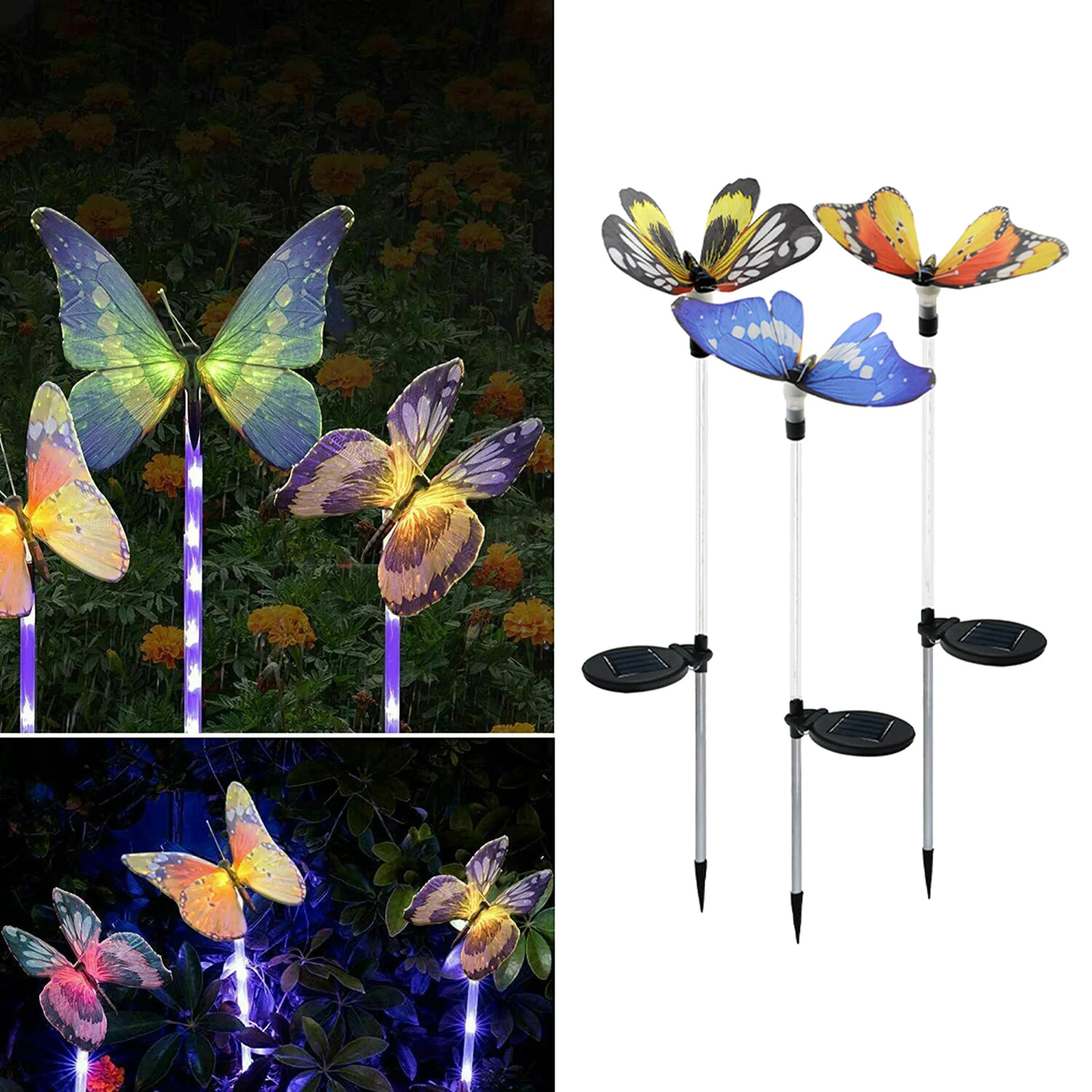 3Pack Solar Butterfly Lights Multi Color Changing LED Yard Lawn Ground Light