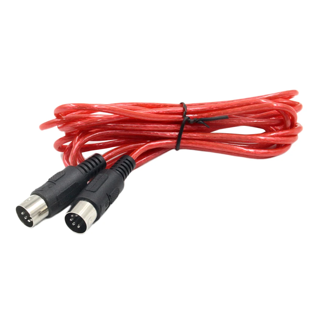 Red 5 Pin Male To 5 Pin Male MIDI Extension Cable Guitar Amplifier Connector 3 Meters