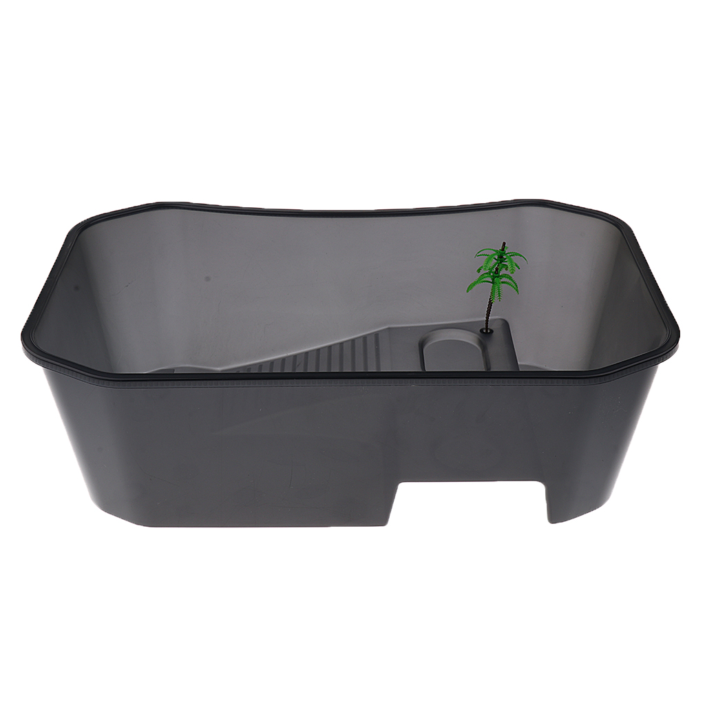Reptile Turtle Terrapin Tortoise Vivarium Case Aquarium Tank Feeding Breeding Box with Ramp Basking Platform