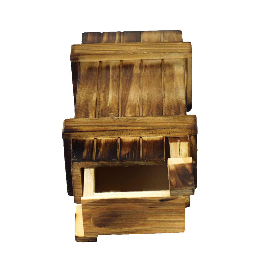 Open Magic Box- Kongming Lock with Easy Design Classic Wooden Puzzle Toy for Kids Gift Recreational Fun