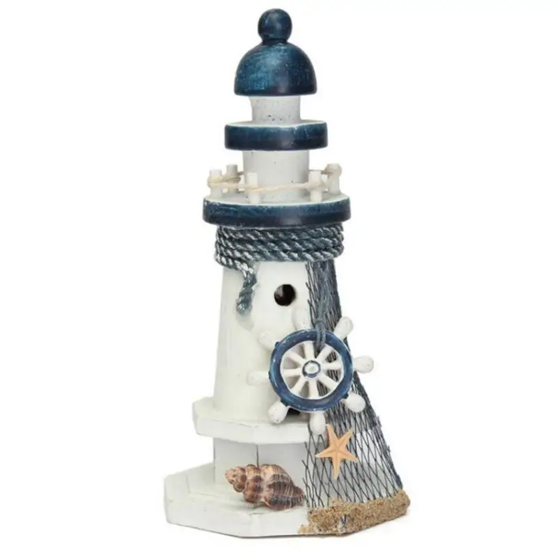 Mediterranean Style Lighthouse Lanterns Candle Holder Tealight Candlestick Indoor/Outdoor Decor Ornaments