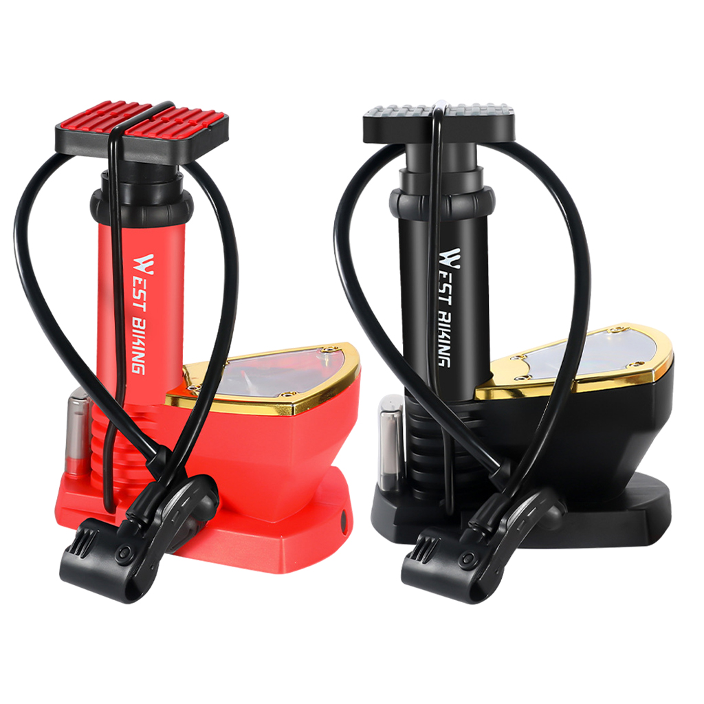 Bicycle Pump Portable Aluminum Foot Pumps MTB Cycling Air Pump Pressure Gauge Inflator 140Psi Pressure Pedal Bike Pump