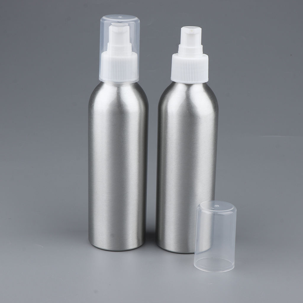 2Pcs Empty Airless Lotion Cream Pump Aluminum Container Cosmetic Bottle Dispenser Travel Containers - 150ml
