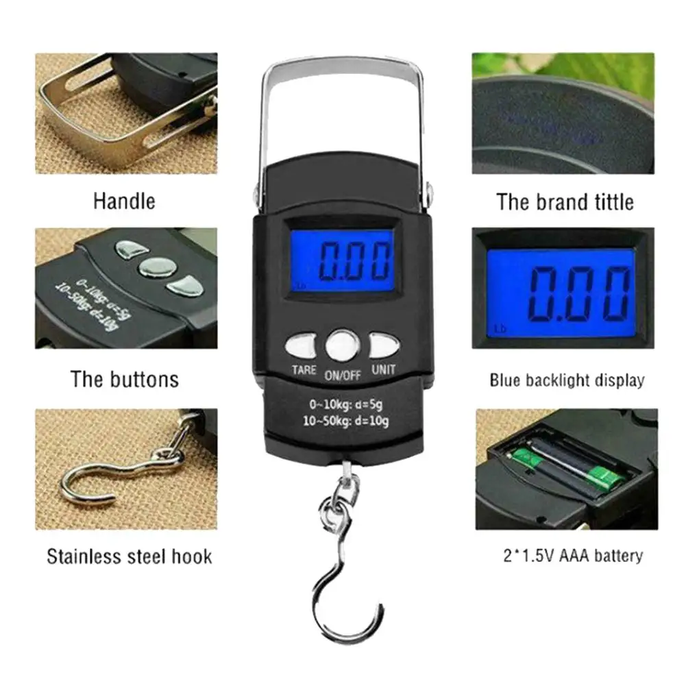 55Kg Multi-unit LCD Handheld Electronic Scale Digital Fishing/Luggage Scale Q6W9 