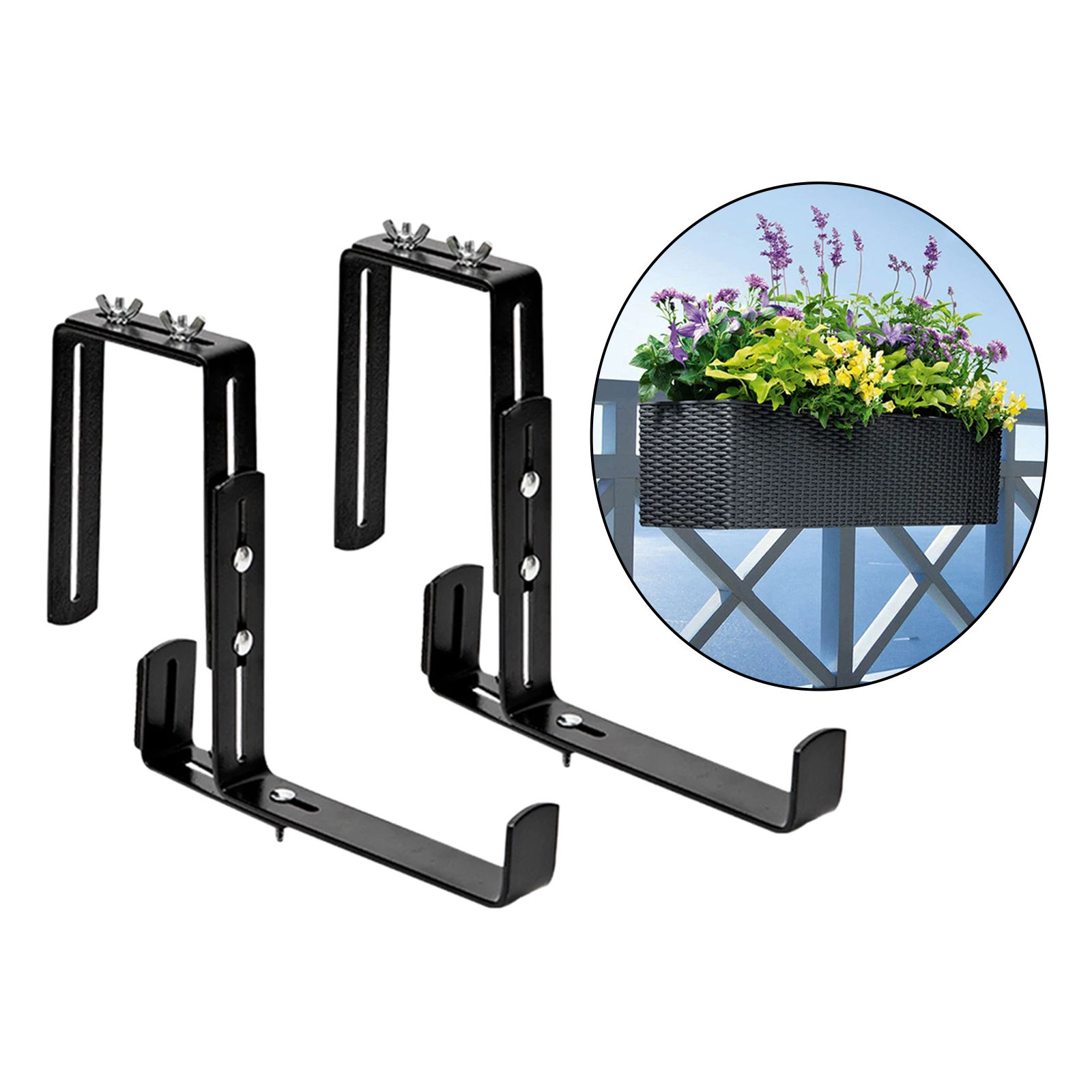 2Pcs Wall Plant Hanger Carbon Steel Max Load 15kg Wall Hooks Support Flower Box Holder for Garden Porch Balcony Planter Flower