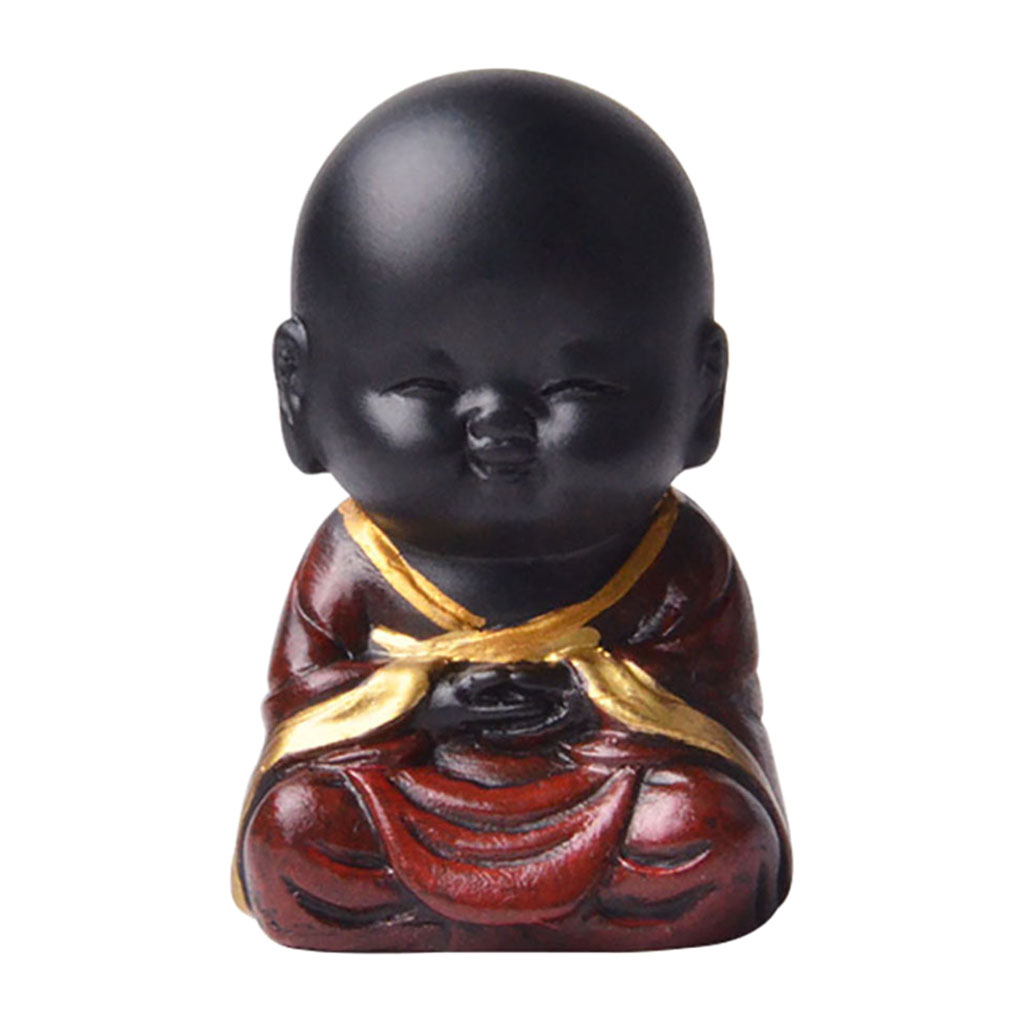 Seated Baby Monk Figurines Little Buddha Statue Resin Crafts for Home Office