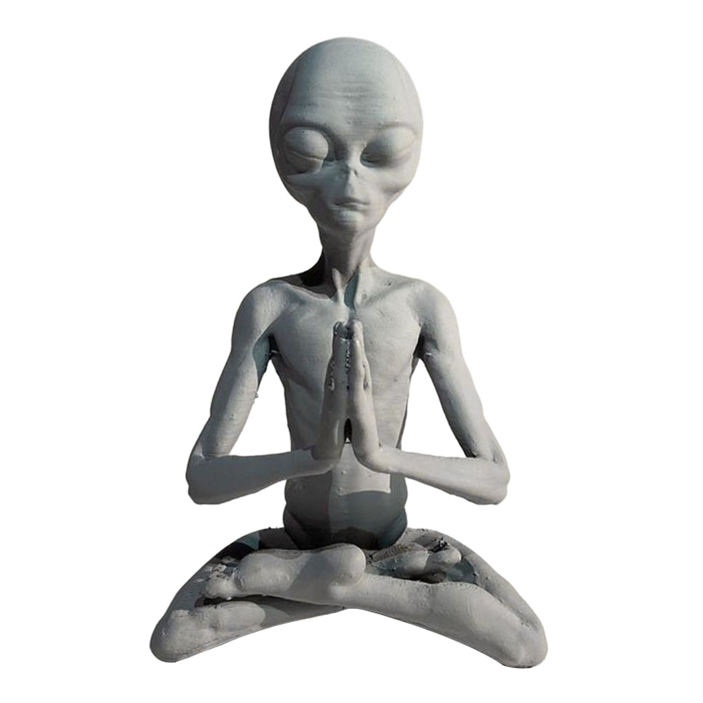 Resin Meditating Alien Sculpture for Room Decoration Handcrafted Art Sculpture for Living Room Hallway Console Table Home Decor