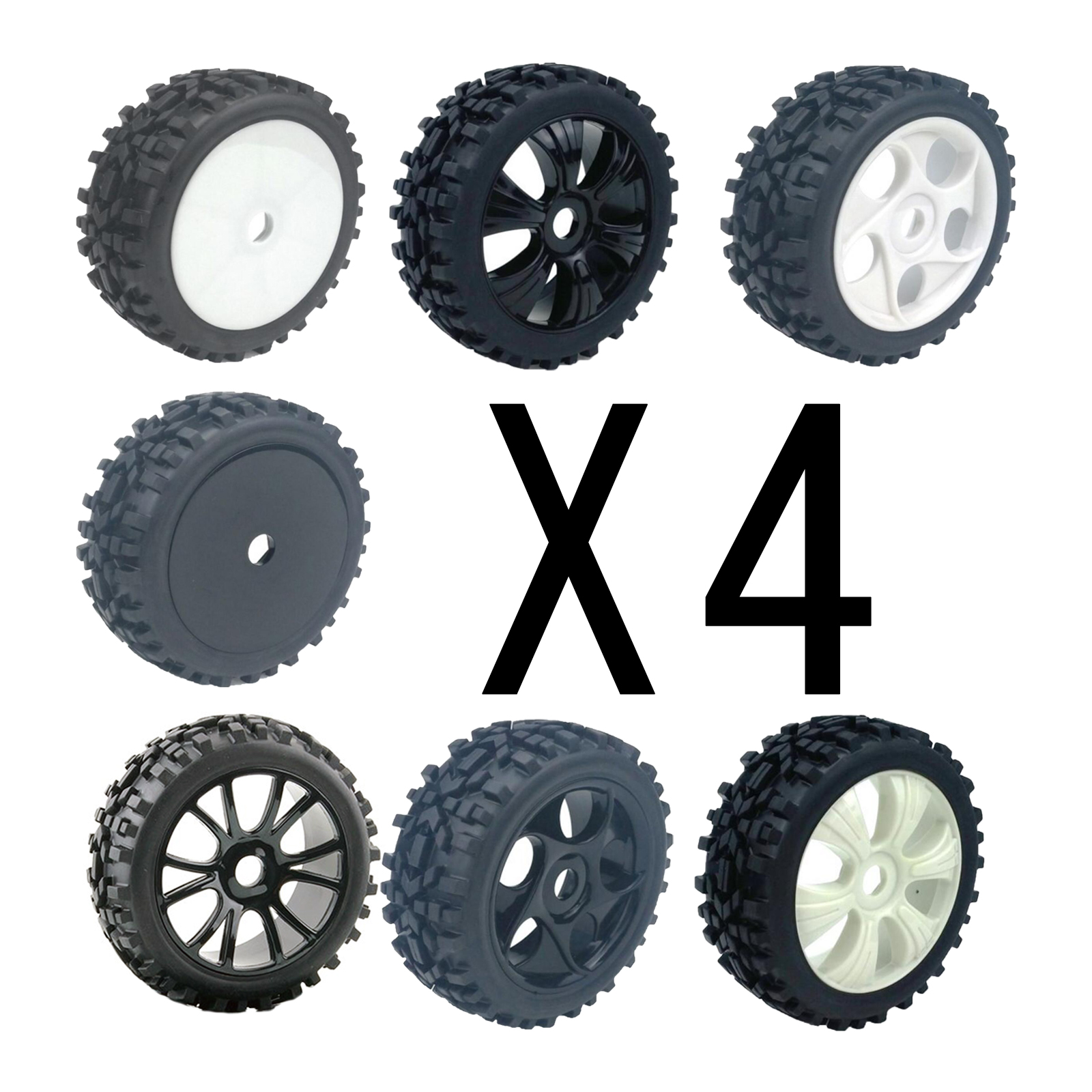 4PCS RC Truck Wheel Tires Wheel Rims for Losi 1/8 Buggy Off Road Truck Model