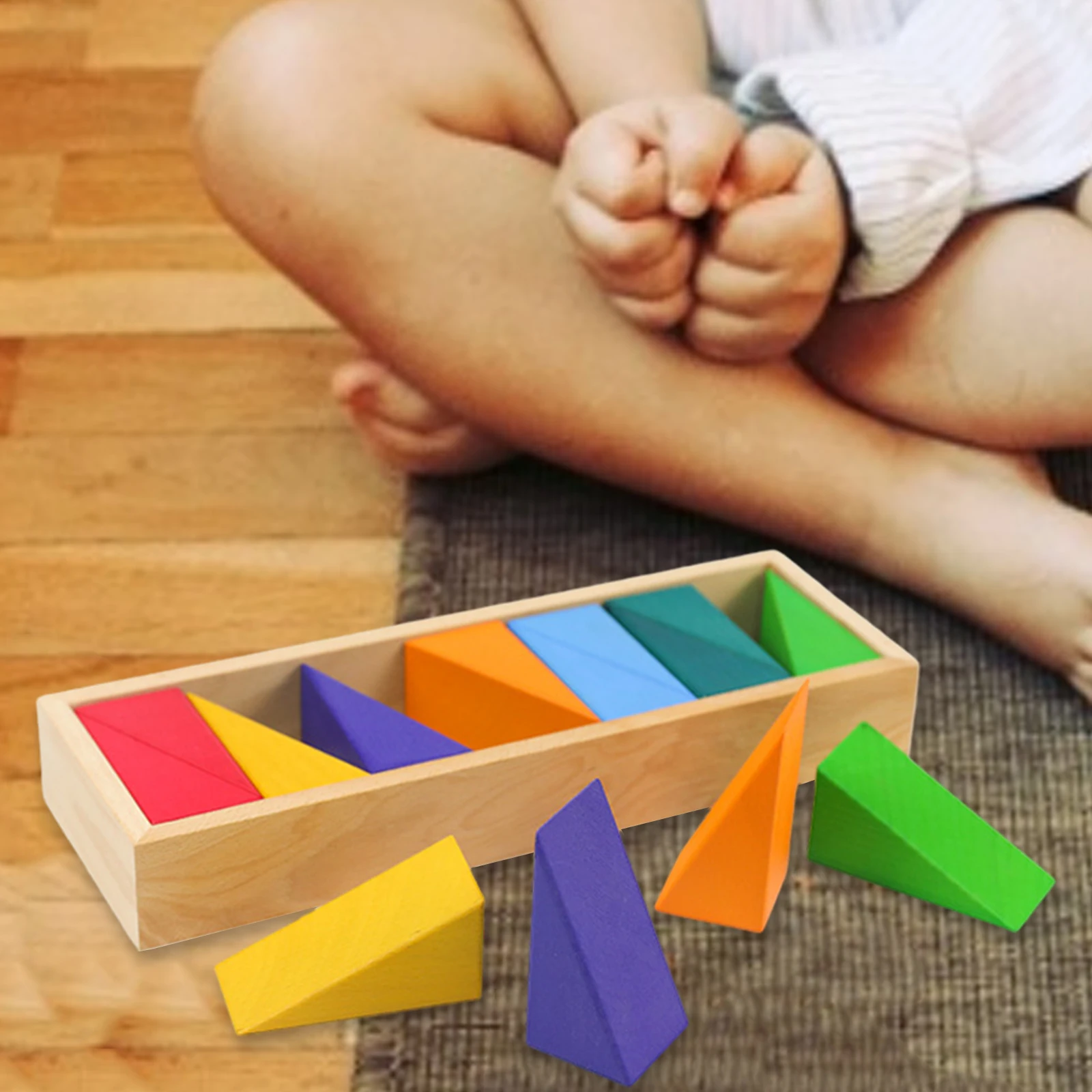 Shape Match Wood Block Puzzle Stacker Stacking Building Development Motor Skill Sensory Handicraft Toys Teaching Aids