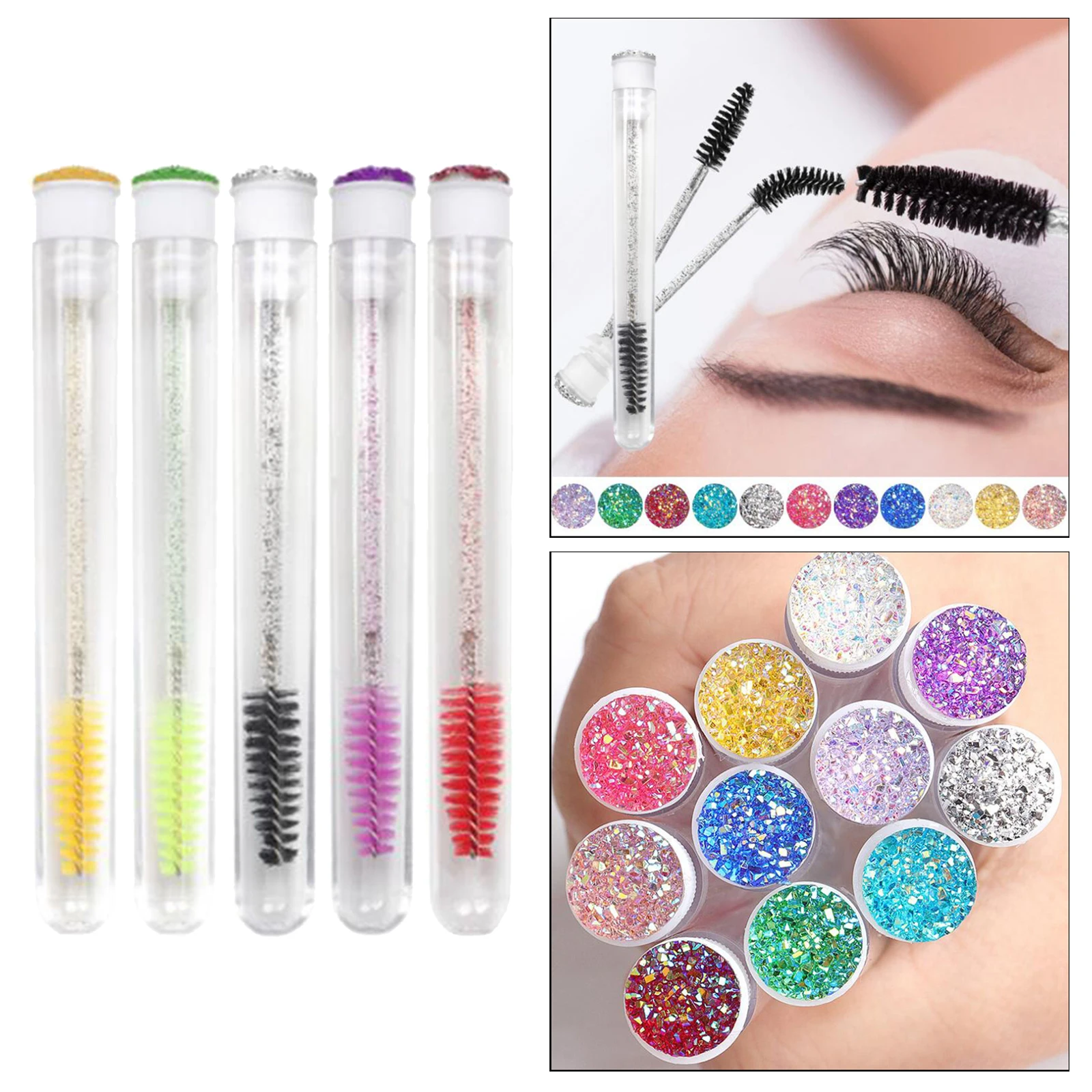 5Pcs Crystal Diamond Disposable Mascara Brushes  Makeup Applicator