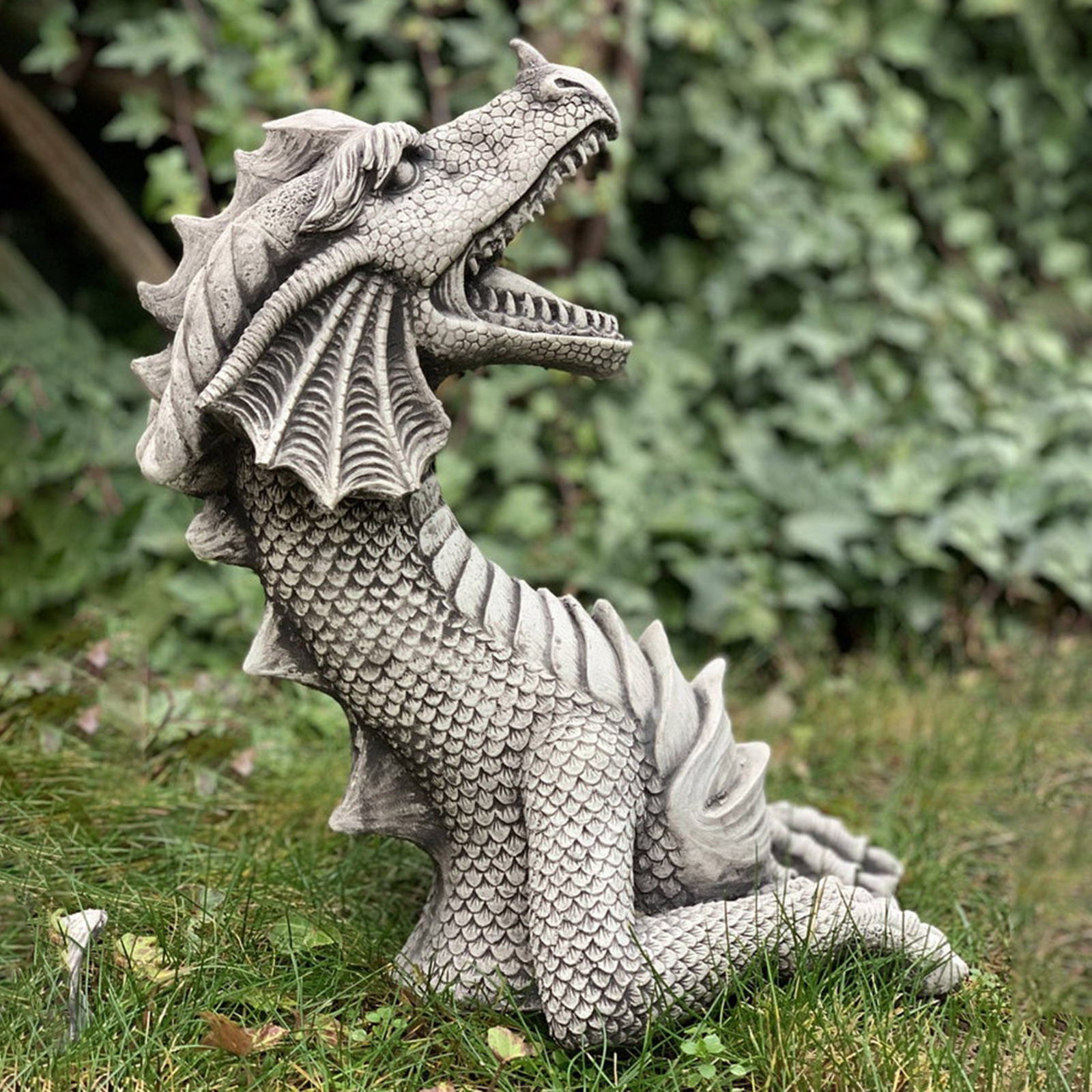 Fantasy Dragon Statue Stone Dinosaur Figurine Flying Lizard Concrete ...