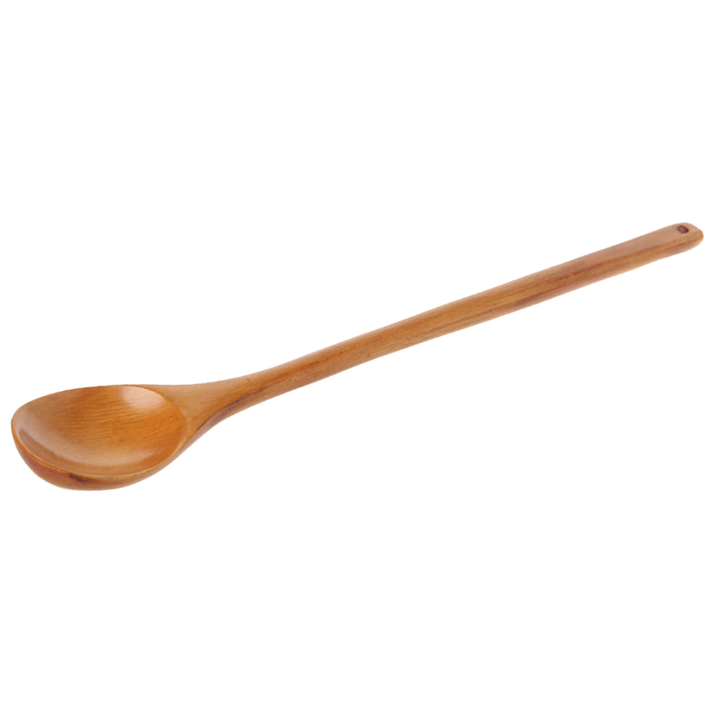 1 piece Long Handle Natural Mixing Wood Spoon 33.5cm Korean Hot Pot Spoon for Coffee Drink Ice Cream Honey