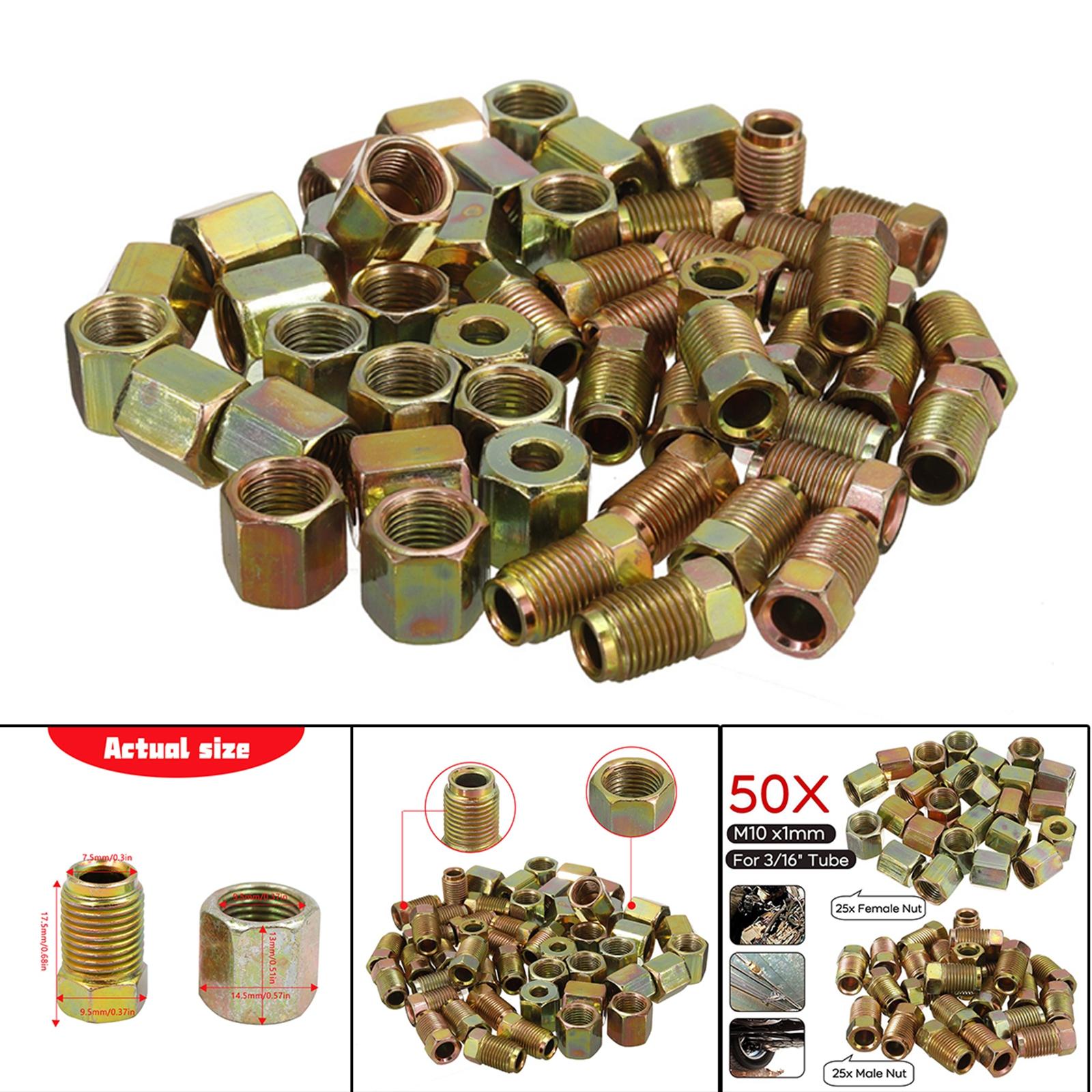 50x Brake Pipe Fittings Adapter for 3/16 Inch Brake Line Tube Replaces