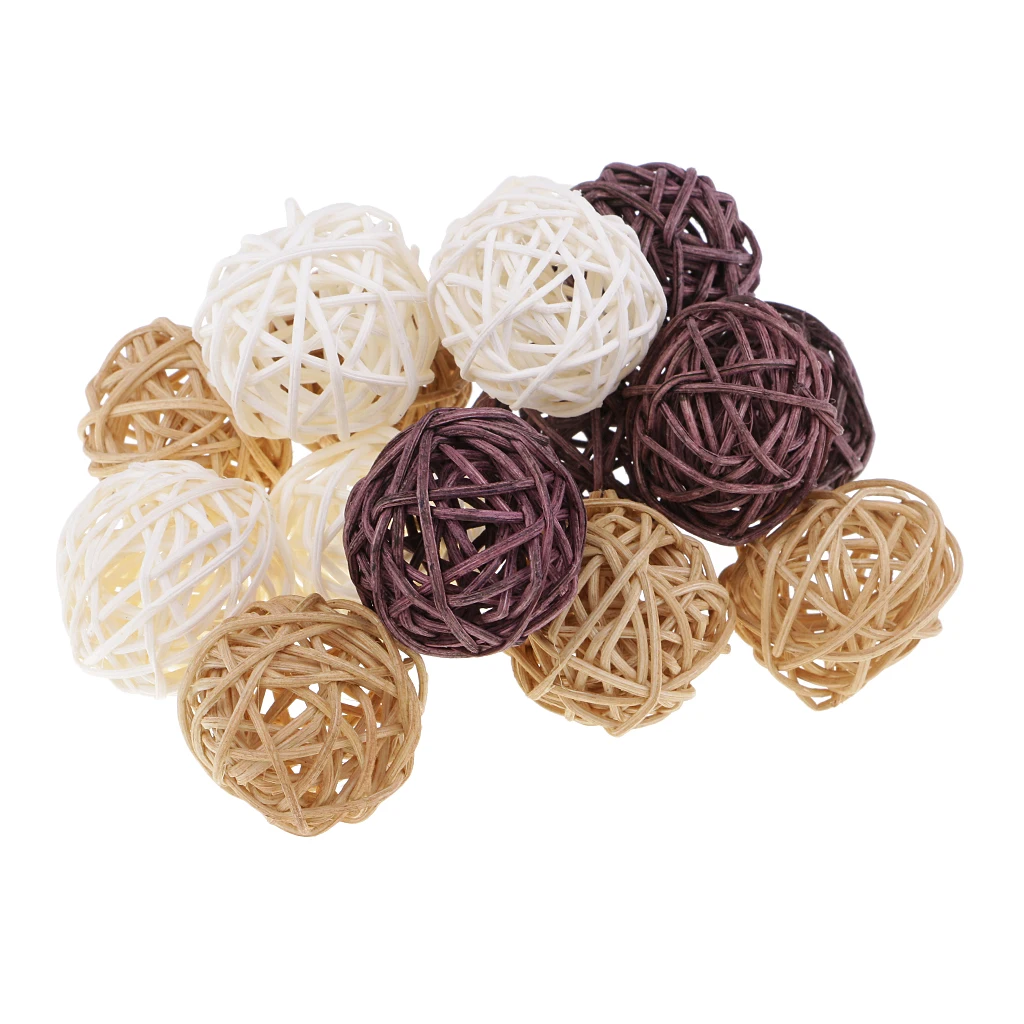 1 Pack Rattan Wicker Balls Christmas Wedding Party Table Rustic Decoration Craft