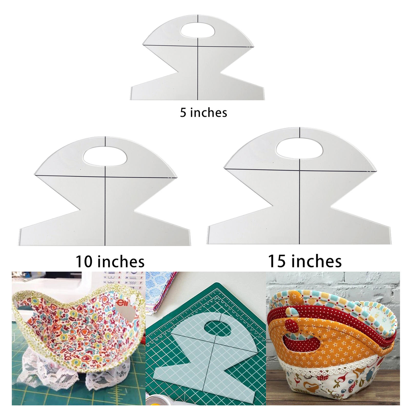 3pcs Bowl Cozy Template Acrylic DIY Craft Patchwork Ruler 5&10&15 inch Bowl Wrap for Sewing Quilting Template Sewing Pattern