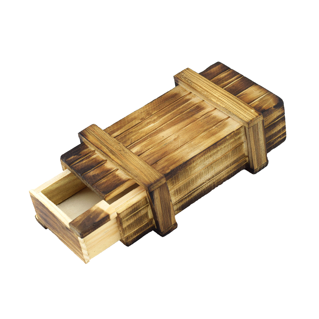 Open Magic Box- Kongming Lock with Easy Design Classic Wooden Puzzle Toy for Kids Gift Recreational Fun