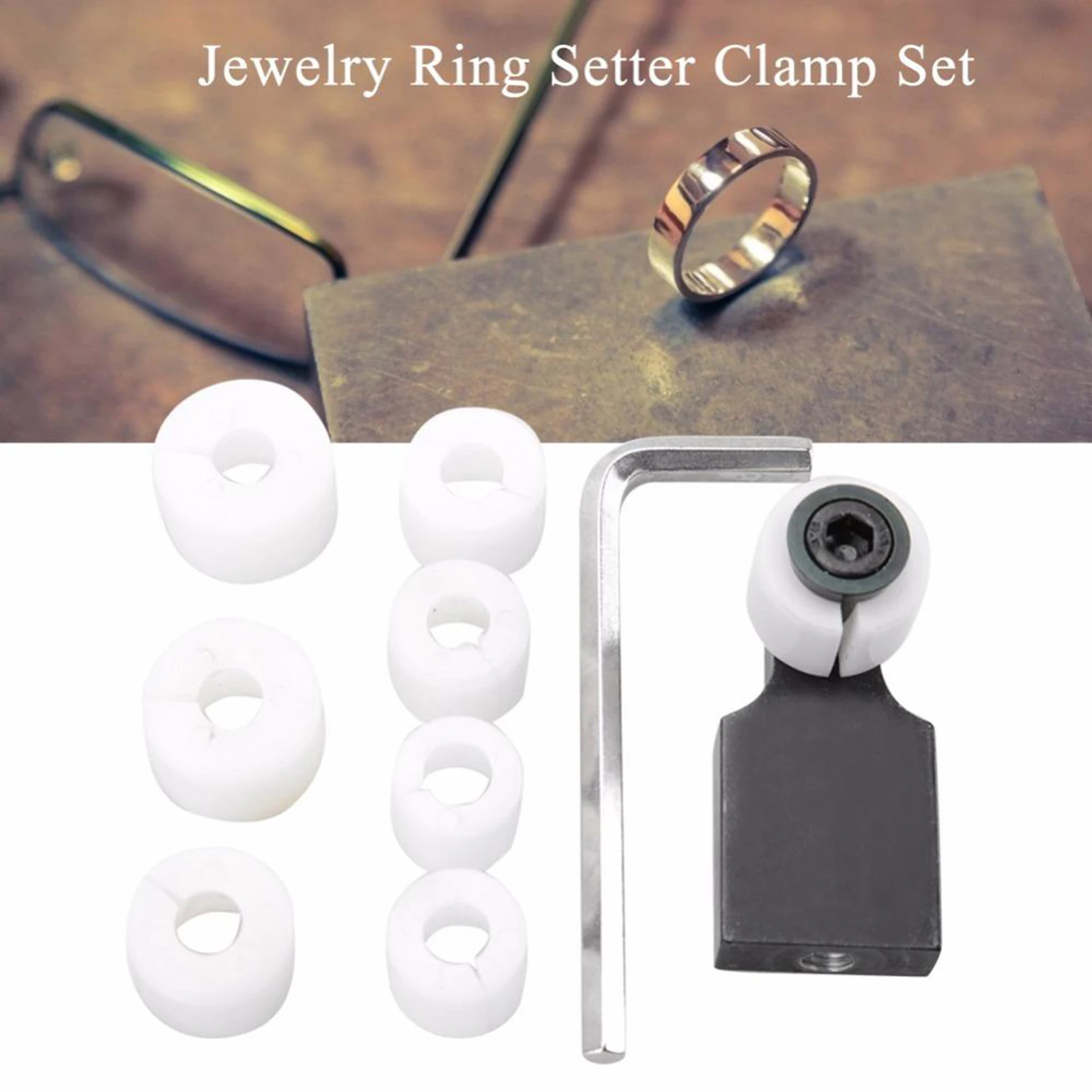 Jewelry Ring Setter Clamp Channel Stone Tool Kit with 7 Round Dies for Ring Setting Expanding Cone Holds Rings