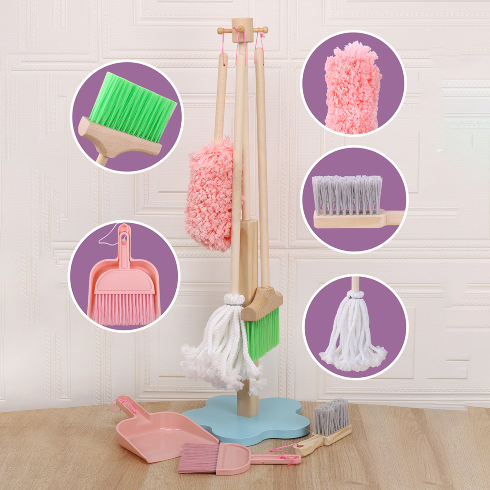 Children Stretchable Floor Cleaning Tools Mop Broom Dustpan Play-house Toys  Gifts