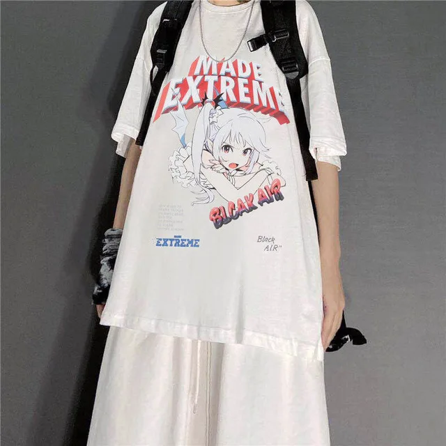 Miku masculina e feminina camiseta anime extragrande, blusa de algodão,  manga curta, kawaii, manga, camiseta gráfica, streetwear verão, roupas para  casal, fofo - AliExpress