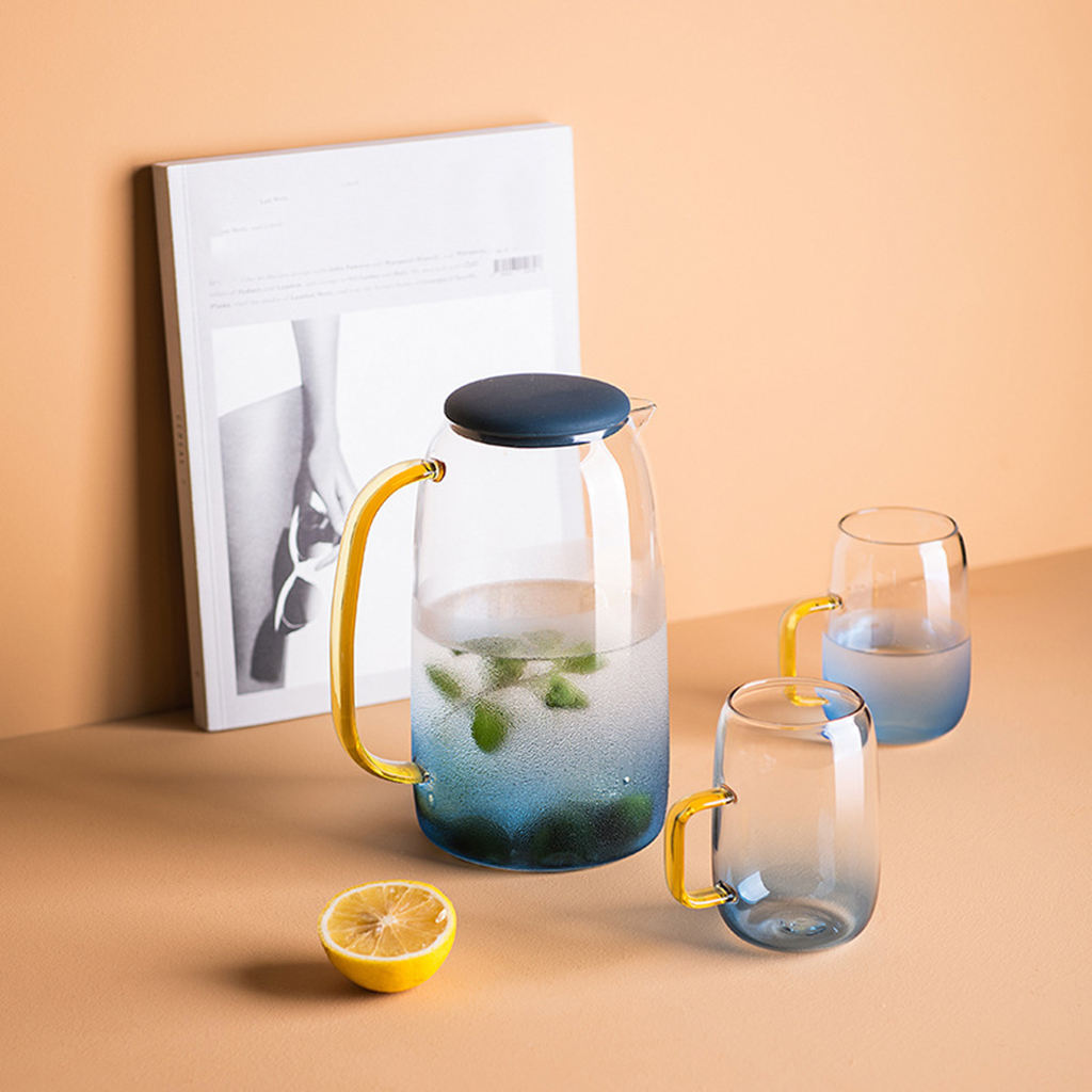 Beverage 1400ml Water Pitcher with Lid & Spout Drinking Cup Cold and Hot Water Carafe Jug with Handle for Coffee Tea Party