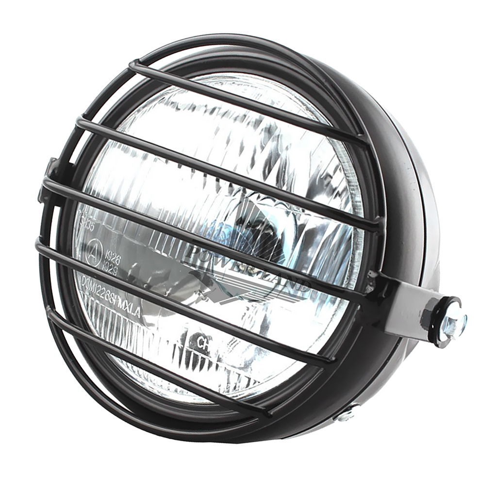 Retro Motorcycle Headlight with Grille Cover for CG125 GN125 High performance correct curved lens Head light with grill cover