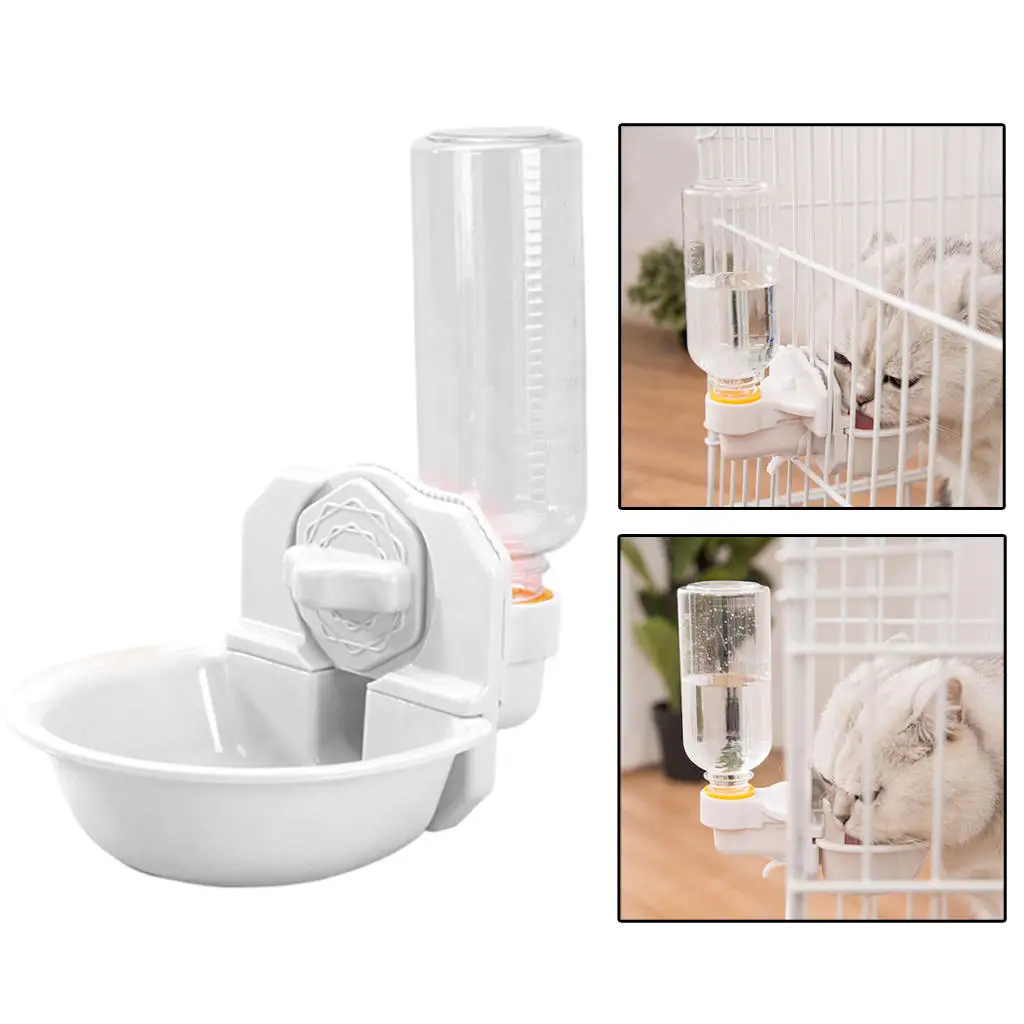 Dog Water Bottle Cage Hanging Water Fountain Drinking Fountain Bowl for Crate Rabbit Small Dogs Cats