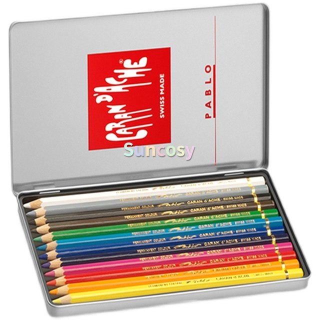 Caran D'Ache Pablo Colored Pencil Set of 12 28 30 40 80 120 Colors, Metal  Box, 3.7mm Leads, Creamy - Soft - Water-resistant