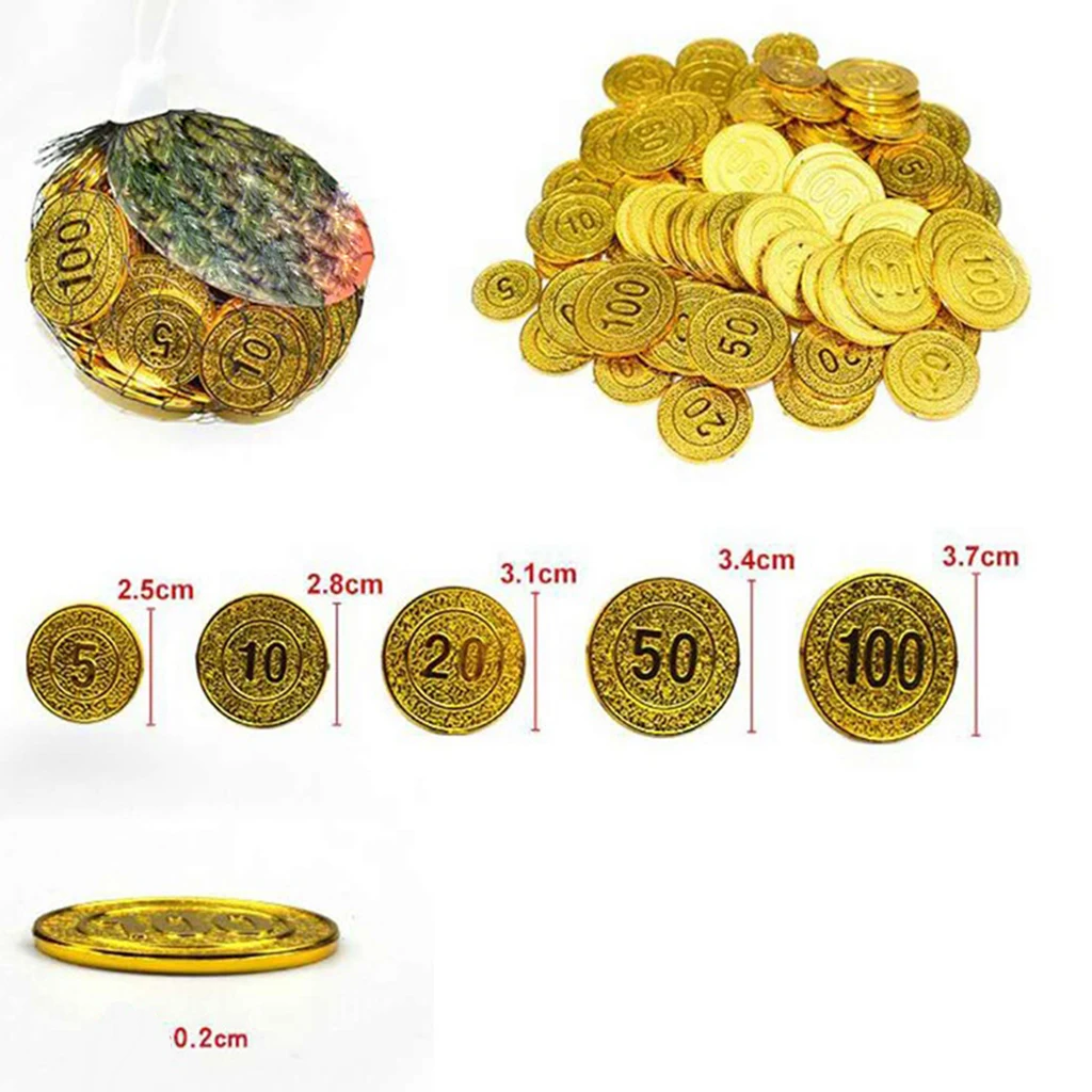 100pcs Poker Chip Set Casino Game Tokens Pirate Treasure Coin 5 10 20 50 100