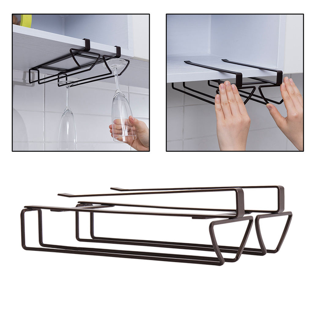 1Pc Kitchen Wine Glass Holder Bar Home Cabinet Hanging Cup Storage Draining Rack