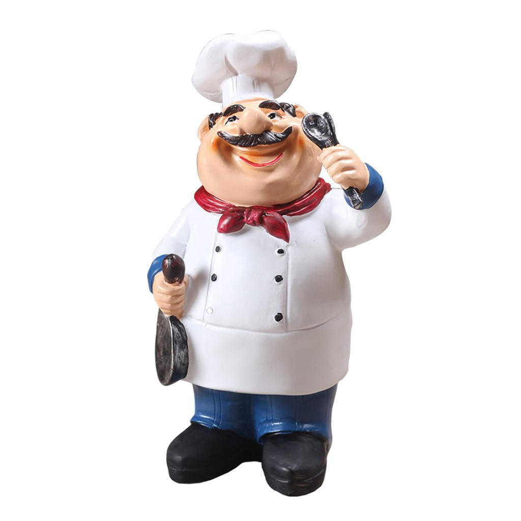 Cute Chef Restaurant Figurines Mini Statue Ornaments Welcome Board Table Decoration Kitchen Cook Café Bar Ornament