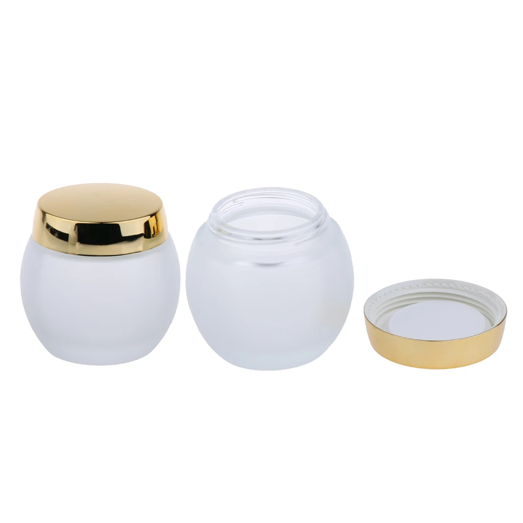 2 Pieces 120g Frosted Glass  Bottle Cosmetic Jar Cream Container Travel Fit