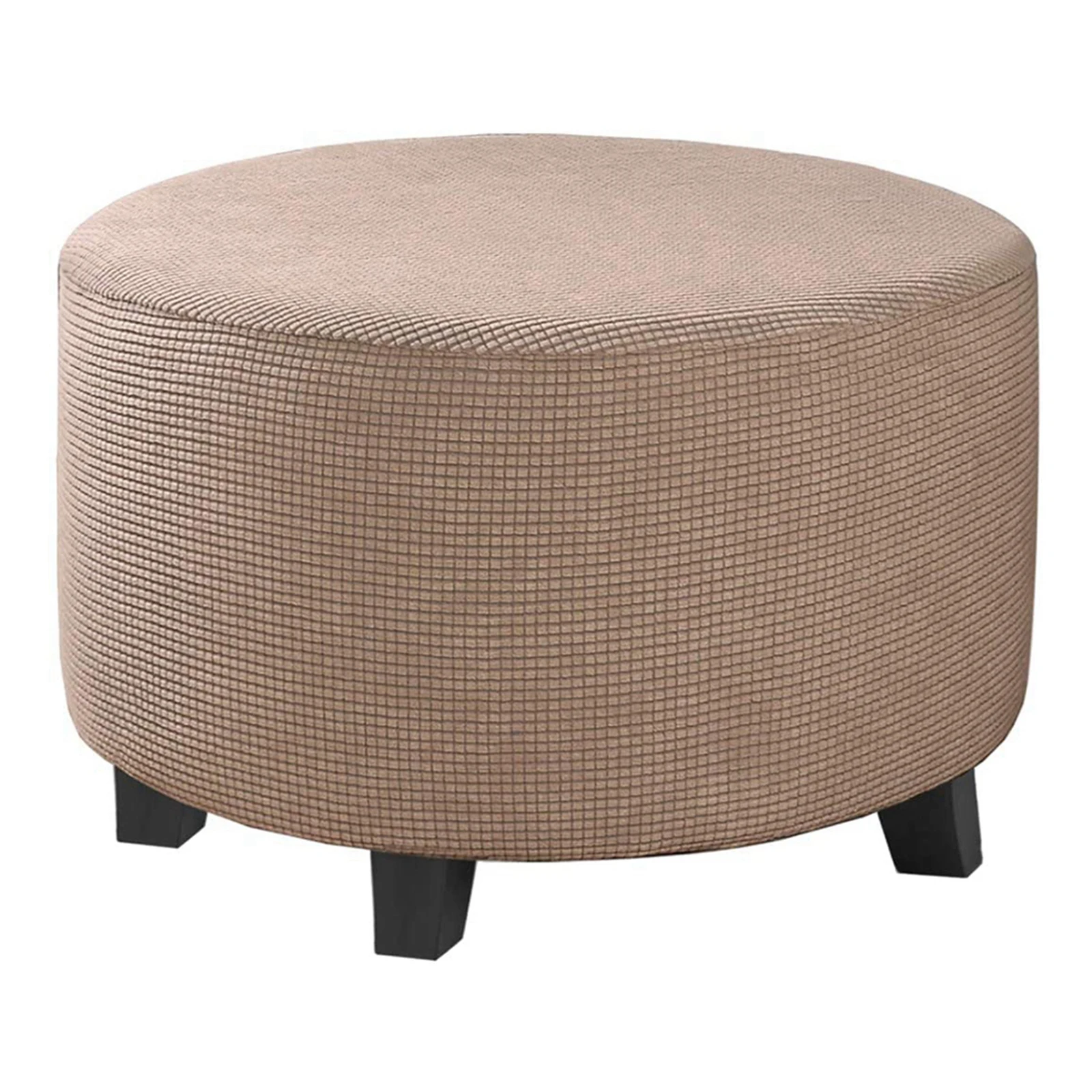 Furniture Ottoman Slipcover with Elastic Bottom for Living Room ALEOHALTER Round Ottoman Cover Stretch Footstool Protector Cover