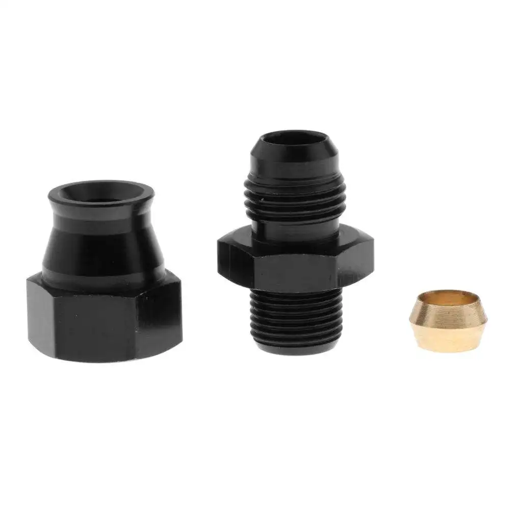 Straight AN6 AN-6 Female To 5/16 Tube Adapter Fitting Aluminum Black 