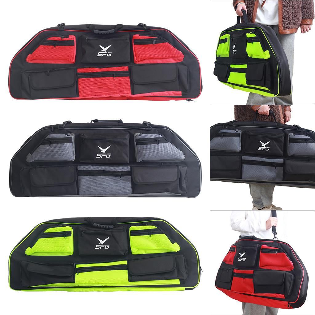 Archery Compound Bow Bag Case Heavy Duty Adjustable Shoulder Strap & Pockets Outdoor Hunting Compound Bow Case Bow Holder Bag