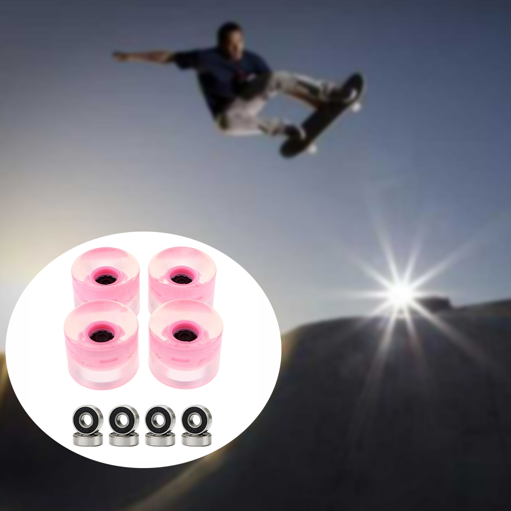 4pack 60mm Light Up Flash Skateboard Longboard Wheels 78A with Bearing Core Glow at Night Wheel Skate Board Accessories